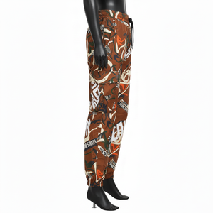 Pantalon coupe-vent pour femme, tissu en polyester tissé de qualité supérieure, léger, marron, style cargo, logo imprimé par transfert thermique, pantalon coupe-vent - Product Image 3