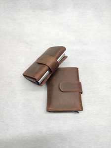 Leather RFID Blocking Metal Pop up Push Button Credit <b>Card</b> Holder <b>Wallet</b> Crazy Horse Cow Hide Purse Custom Wholesale Top Quality - Product Image 5