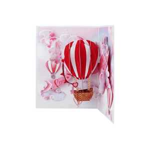 การ์ดอวยพรวันวาเลนไทน์ความรักอยู่ในอากาศ3D งานฝีมือกระดาษป๊อปอัพสีชมพูพิมพ์ออฟเซ็ต - Product Image 5