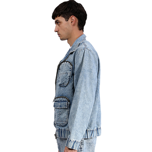 Veste en jean pour homme, streetwear tendance en denim déchiré, manteaux de cow-boy - Product Image 2