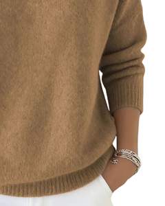 Customized <b>Women</b> Camel Turtleneck Sweater Wool Acrylic Knit Pullover Long Sleeve Winter <b>Warm</b> Custom Manufacturer OEM Wholesale - Product Image 6
