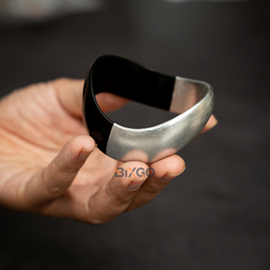 Custom Luxury Vietnam Handicraft Buffalo Horn Jewelry <b>Bracelets</b> for Women Jewelry Half-Lacquer <b>Silver</b> <b>Cuff</b> - Product Image 2
