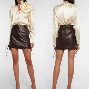 Falda de Cuero PU Genuino para Mujer, Diseño Personalizado, Estilo Hip Hop, para Fiestas, Superventas - Product Image 1