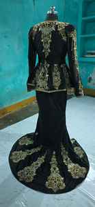 2025 @ Vestido tradicional argelino negro-chaqueta-Karakou para mujer con cuentas de cristal adornadas, piedra, perlas, trabajo Dabka - Product Image 4