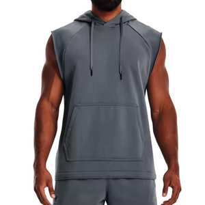 2024 Wholesale Tank Tops Bodybuilding Custom Own Logo OEM <b>Sleeveless</b> Hoodies, Cotton Fleece Zipper Gym <b>Hoodie</b> - Product Image 5