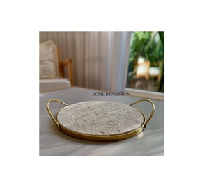 Fourniture directe d'usine grand plateau de service de nourriture non toxique avec base en métal plaqué or forme de rectangle nouveau style décoratif moderne - Product Image 1