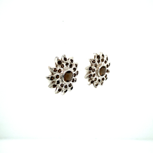 Boucles d'oreilles rondes en topaze fumée en argent 925 Cadeau de bijoux de mariage minimaliste classique - Product Image 3