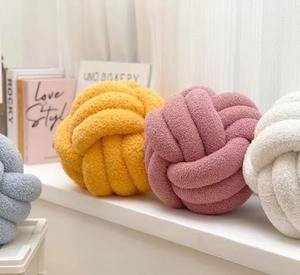 Handmade Knot mềm vòng ném gối bóng phòng ngủ trang trí nội thất eo Đệm gối cho ghế xe văn phòng Trắng hồng đỏ - Product Image 4