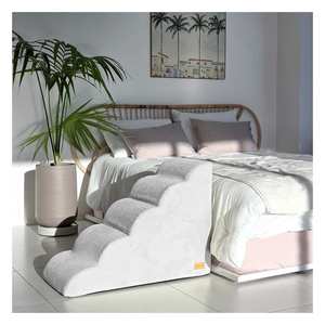 [AllmioPet] Escalera para Mascotas de Tela Cloud de 5 Peldaños, Gris AMP 5 GR, Suave, para Interiores, para Perros y Gatos, para Subir a Sofás, Camas y Muebles - Product Image 1