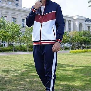 ชุดวอร์มสำหรับผู้ชายชุดวิ่งออกกำลังกายแบบลำลองสองชิ้นเสื้อผ้าเล่นกีฬาแขนยาวซิปเต็มตัวผ้าฝ้ายขนาดใหญ่ - Product Image 3