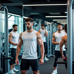 Entraînement Fitness t-shirt hommes musculation exercice à manches courtes athlétique t-shirts hommes 100% Polyester serré t-shirt hommes - Product Image 4