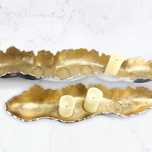 Portavelas de plato de Metal grande de latón AK en oro con acabado antiguo de calidad superior para decoración de Hotel/Detalles de Decoración de mesa - Product Image 3