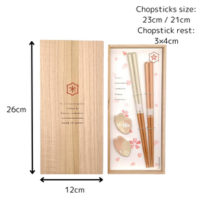 Bộ Đũa Nhật Bản Cao Cấp 2 Đôi, Hộp Quà Sang Trọng, Có Giá Để Đũa, Thiết Kế Hoa Anh Đào - Product Image 3