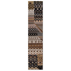 Manchaha Hand Knotted Wool & Bamboo Silk <b>Rug</b> Grey & Black Patchwork Design for Home Use-Les-463-B - Product Image 1