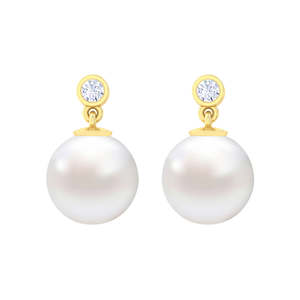 Pendientes de Perlas de Plata de Ley 92.5 Clara, Chapados en Oro, Regalo para Mujeres y Niñas - Product Image 1