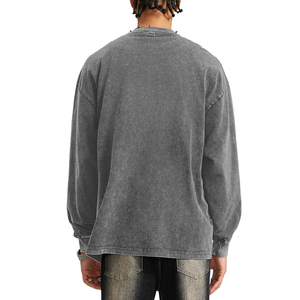 เสื้อสเวตเชิ้ตสำหรับผู้ชายผ้าฝ้ายกันหดคอกลมขนาดใหญ่ลายกรดซักได้100% มีสไตล์ตามสั่ง - Product Image 2