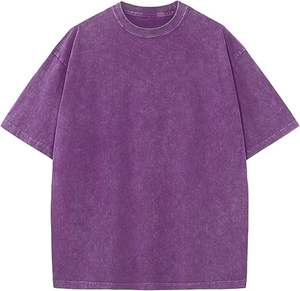 Camiseta de algodón de lavado ácido Premium elegante Retro todos los días Top camiseta de efecto descolorido de moda - Product Image 5