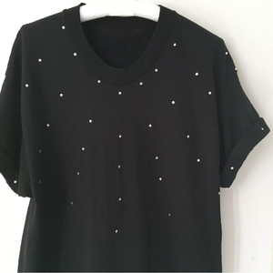 T-Shirt Femme Strass Personnalisé Été Haute Qualité Respirant 100% Coton Design Personnalisé - Product Image 1