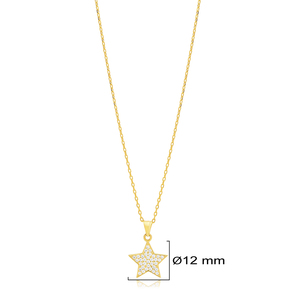 Diseño minimalista de estrella CZ piedra joyería de plata colgante de collar de plata al por mayor joyería fina turca hecha a mano - Product Image 2