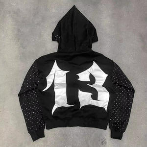 เสื้อฮู้ดซิปผ้าฟลีซคอตตอน 100% สไตล์สตรีทแวร์สำหรับฤดูหนาว ทรงโอเวอร์ไซส์ ซับในอย่างดี น้ำหนักเบา ล้างสีแบบแอซิดวอช แต่งลายปักแบบดิสเทรส - Product Image 4