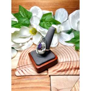 Navajo One Size Rose Gold Plated <b>Adjustable</b> <b>Ring</b> Sugilite & Sterling Silver with Bezel Setting Fashionable Style Gift - Product Image 3