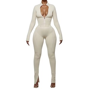 Active <b>Women's</b> Tracksuit Two-Piece Set with <b>Long</b> <b>Sleeve</b> Zipper <b>Top</b> Joggers 100% Cotton Breathable for <b>Sports</b> or Everyday Use - Product Image 3