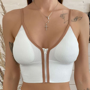 Sujetadores de Yoga transpirables inalámbricos con cremallera frontal de punto fino sin costuras, cómodos conjuntos de almohadillas extraíbles para gimnasio - Product Image 3