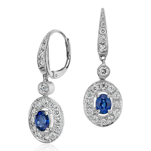 Boucles d'oreilles en <span class=keywords><strong>saphir</strong></span> <span class=keywords><strong>bleu</strong></span> plaqué or 14K/18K et <span class=keywords><strong>saphir</strong></span> blanc pour femmes Boucles d'oreilles pendantes à la mode - Product Image 6