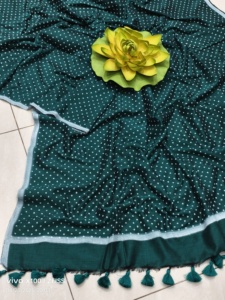 Khadi Cotton Saree Exclusivo Ecológico Vestido estampado tejido de secado rápido para niñas Ligero para bodas/ocasiones especiales - Product Image 3