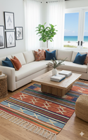 Tapis de sol modernes en coton tissé, faits main, en peluche, épais, lavables en machine, réversibles, à motifs floraux, pour la vente en gros, idéaux pour les voyages et les pique-niques