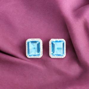 Pendientes de Topacio Azul, Plata de Ley, Circonita Cúbica, Hechos a Mano, Sin Níquel, Joyería de Piedra de Nacimiento, Regalo para Aniversario o Fiesta - Product Image 4