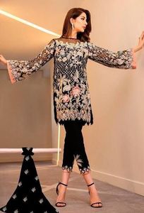 LATEST & BEAUTIFUL HEAVY EMBROIDERY ON KURTA WITH <b>PANT</b> DRESS EMBELLISH CRYSTAL GLASS BEADS, DABKA WORK for Party-WEAR @ 2023 - Product Image 2