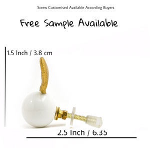 Tiradores y tiradores de puerta de conejo dorados de latón de resina blanca para armario, tocador, dormitorio, comedor, cocina, armarios de armario - Product Image 3