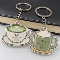 Porte-clés en métal haut de gamme, design personnalisé, logo de marque Matcha, breloque thé mignonne, cadeau d'entreprise, vente en gros du fabricant