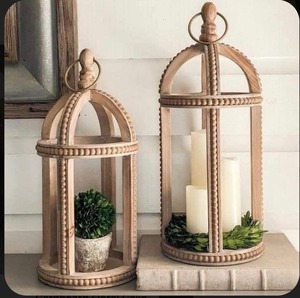 Mango Wood Modern Antique Candlestick Holder <b>Lantern</b> for Home Decoration Christmas & Easter - Product Image 2