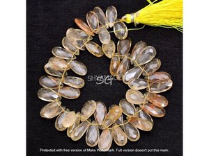 Perles de pierres précieuses à facettes en rutile naturel en gros Rutile doré en forme de poire fait à la main 8mm brins libres pour la fabrication de bijoux artisanat - Product Image 3