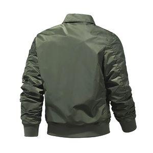 Blouson bombardier classique léger de couleur unie pour hommes col montant zippé à manches longues 100% polyester revêtement d'hiver appliqué - Product Image 3