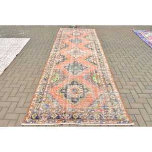 4.7x13.2 ft Turkish Rug, Vintage Rug, <b>Red</b> Floral <b>Wool</b> Rug - Product Image 1