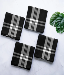 Paño de cocina de algodón decorativo, amarillo, con rayas anchas y bordado, disponible a precios de mayoreo - Product Image 5