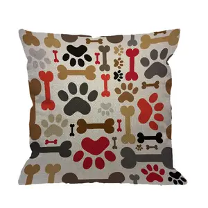 100% Cotton Animal Foot Printed Square Shape Removable Breathable Cushion Cover For Home Decoration & Indoor Use