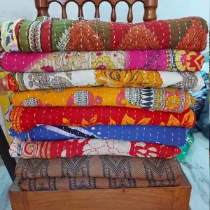 印度旧货Kantha被子手工床罩棉床罩纱丽扔Bangali Kantha被子