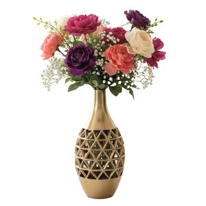 Jarrón de Flores de Diseño Moderno para Decoración de Fiestas y Eventos de Calidad Deluxe, Jarrones de Flores de Metal con Acabado Antiguo Decorativo Hechos a Mano - Product Image 1