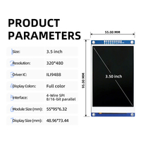 Module LCD TFT GoldenMorning 3,5 pouces, résolution 320x480, contrôleur ILI9488, couleur intégrale, SPI 4 fils/parallèle 8-16 bits, 9-16-24 broches