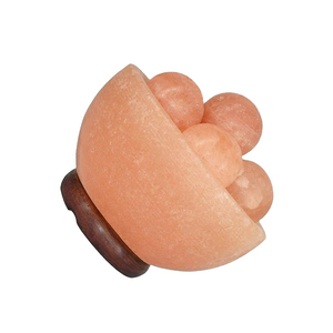 Meilleure couleur naturelle lampe au sel de l'Himalaya Base en bois poli boules de massage avec bol de feu conception de veilleuse fait à la main réel - Product Image 6