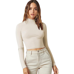 Camisetas Básicas de Cuello Alto para Mujer, Personalizadas, de Alta Calidad, Ajustadas, de Manga Larga, Tejidas, Ecológicas y Transpirables - Product Image 6