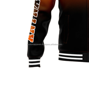 Veste de sport en laine personnalisée pour les activités scolaires avec manches en cuir et logo brodé, coupe-vent, style Letterman - Product Image 6