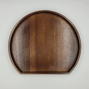 Compartiments de plateau de service en bois d'acacia demi-cercle couleur marron utilisation intérieure et extérieure pour salon produit du Vietnam - Product Image 1