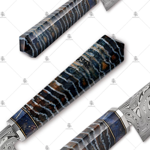 มีดคิริทสึเกะ 6 นิ้ว ผลิตจากเหล็กดามัสกัสเกรดพรีเมียมของสวีเดน ลาย Grosserosen  พร้อมด้ามไม้เมเปิลเบิร์ลและวูลลี่สโตน - Product Image 4