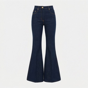 Jeans de Algodón Transpirable para Mujer, Color Personalizado, Cintura Media, Pierna Ancha, Venta al Por Mayor, Estilo Urbano, Servicio OEM - Product Image 1