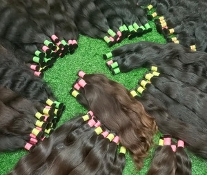 Cabello humano natural de un solo donante del templo indio del Sur, cabello liso Remy a granel negro suave y sedoso con ondas sueltas profundas - Product Image 6